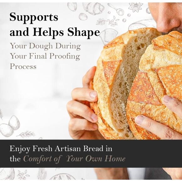 2 Pack 9 Inch Round Bread Proofing Baskets Metal & Plastic Scraper Banneton s29 - Picture 4 of 8